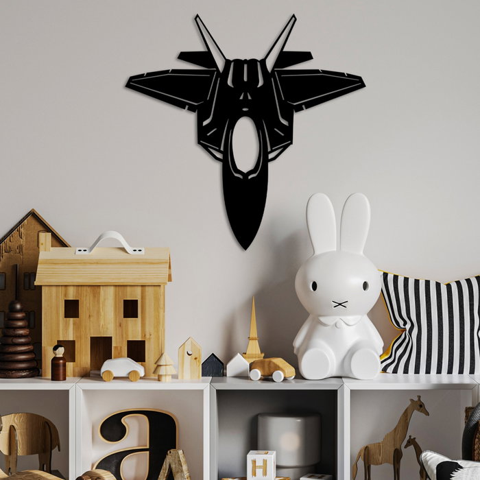 Wallity F-22 RAPTOR Escultura de Pared de Metal Negra